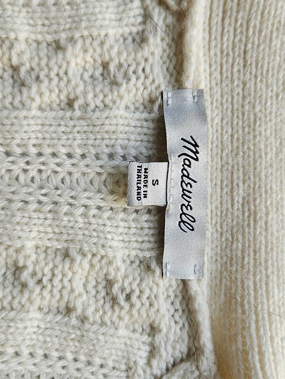 Madewell Cable-Knit Cropped Cardigan Sweater Cream - Picture 7 of 11